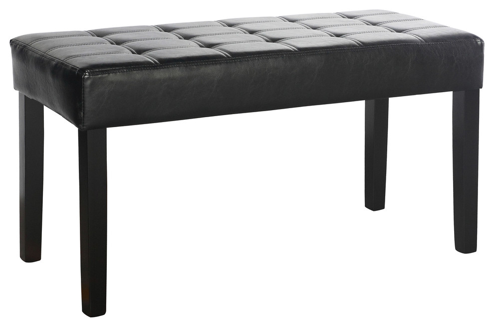 California 24 Panel Bench  Black Leatherette   Contemporary   Upholstered Benches   by CorLiving Distribution LLC  Houzz