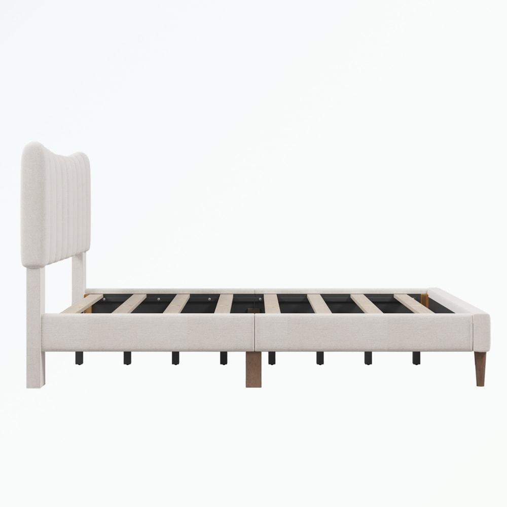 Full Platform Bed Frame with Vertical Channel Tufted Headboard