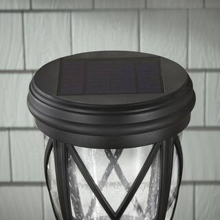 Hampton Bay Ravencrest 120 Lumens Black Solar Post Lantern 46274