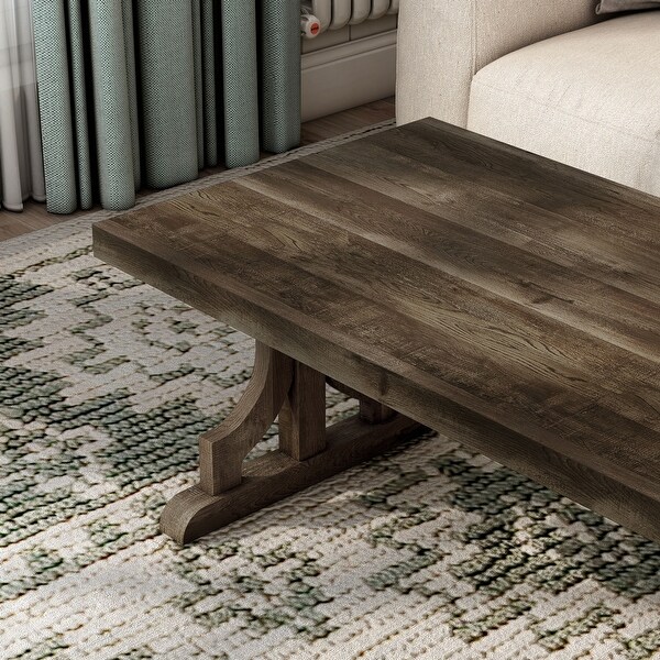 DH BASIC Reclaimed Oak 47-inch Trestle Base Coffee Table by Denhour