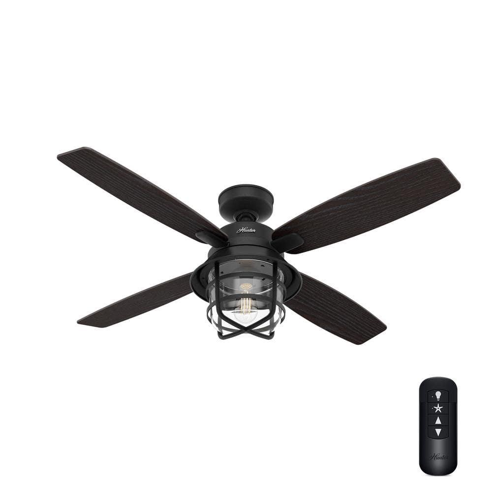 Hunter Port Royale 52 in LED IndoorOutdoor Natural Iron Ceiling Fan with Light and Remote