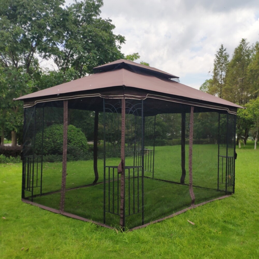 Outdoor Patio Gazebo Canopy Tent With Ventilated Double Roof And Mosquito Net  Suitable for Lawn