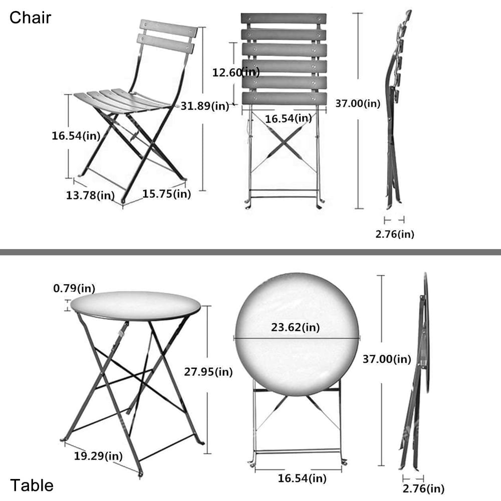 Clihome Outdoor 3 Piece Premium Steel Patio Bistro Set