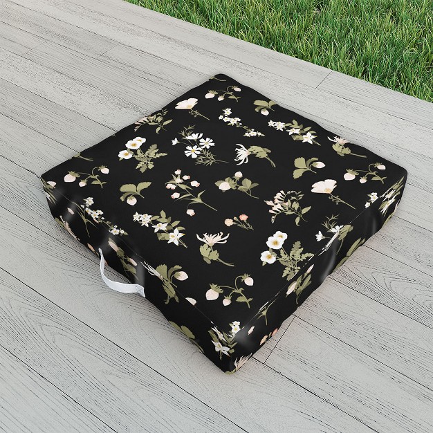 Iveta Abolina Pineberries Botanicals Black Outdoor Floor Cushion Deny Designs