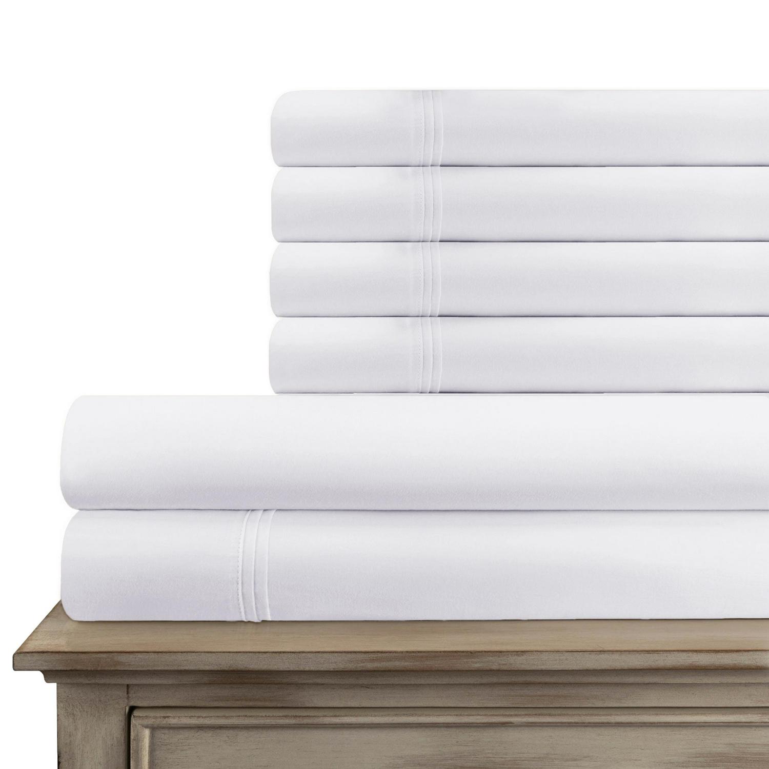 Superior Solid -Piece 1200 Thread Count White Sheet Set， King