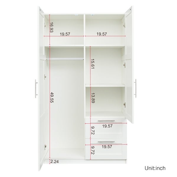 High wardrobe and kitchen cabinet with 2 doors， 2 drawers and 5 storage spaces - - 37249233