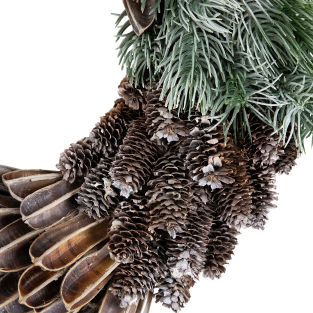 Northlight Brown And Green Pine Needle And Pine Cone Artificial Christmas Wreath 13 5 inch Unlit