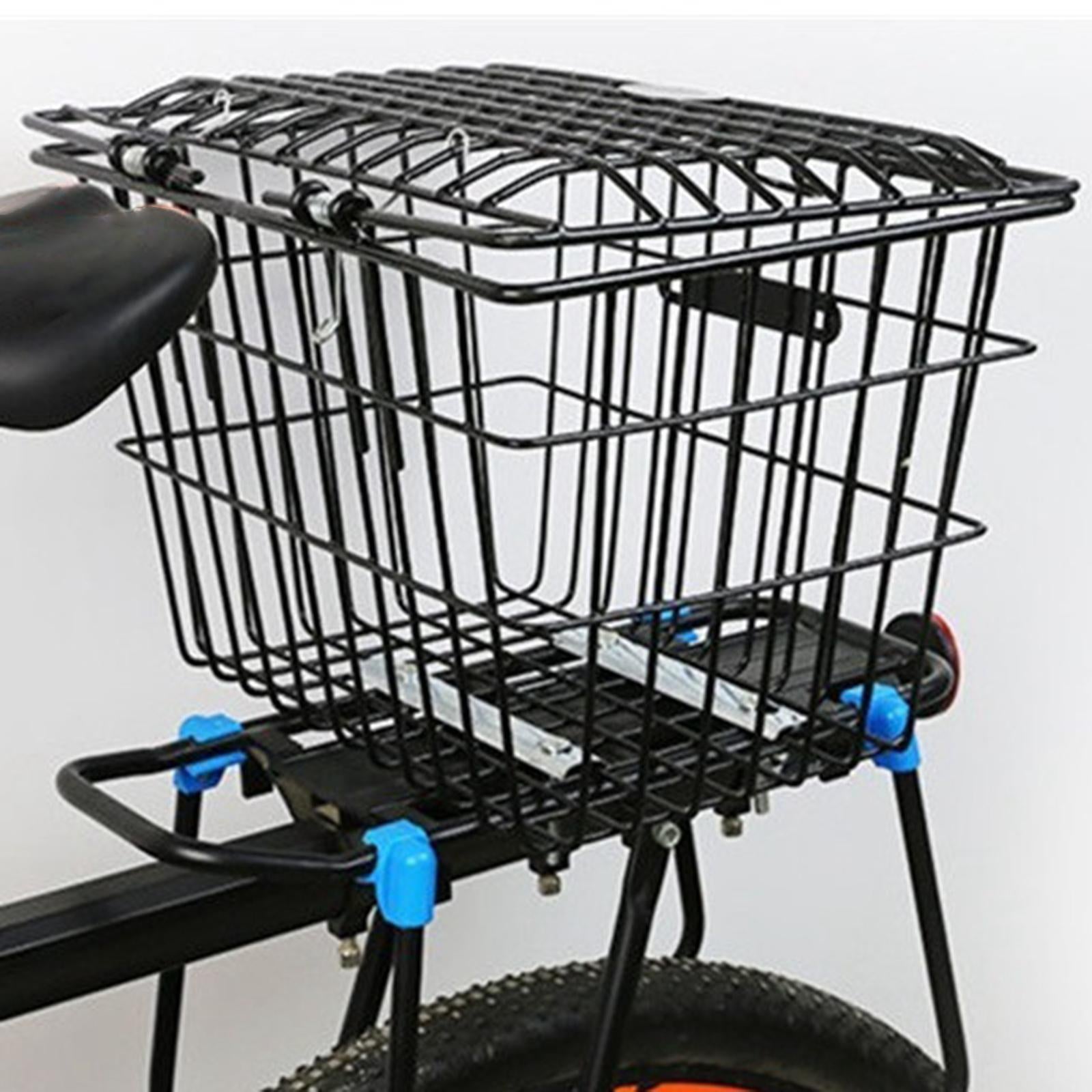 Metal Wire Rear Bike Basket， Waterproof Universal Large Space Detachable Bike Cargo Rack for Most Rear Bike Racks Mountain Bikes