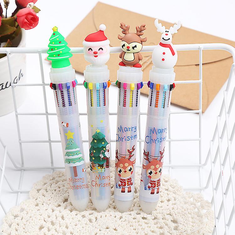 Back To School Season Retractable Ballpoint Pen Gel Pen 6 In 1 Gift Pens Multicolor Christmas 2ml Liquid Ink Pens For Office School Supplies As A Chil