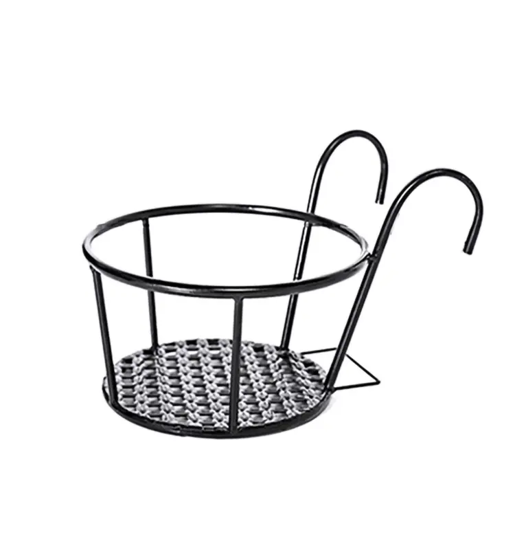 Garden Supplies Hanging Plant Iron Racks Balcony Round Flower Pot Rack Railing Fence Outdoor 1PCS