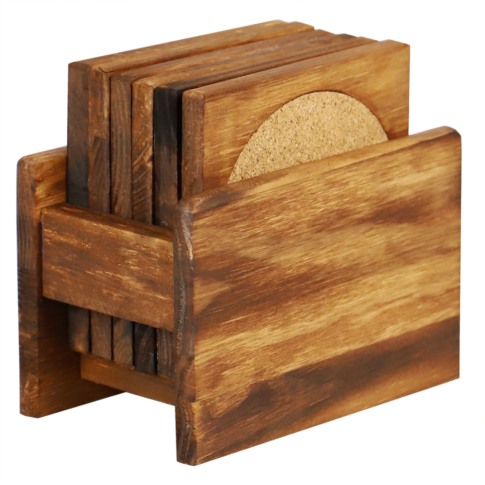 Home Basics 6Piecess Coaster Set， Pine