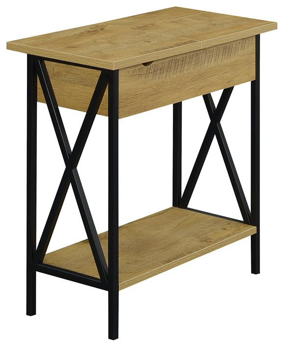 Tucson Flip Top End Table with Charging Station in Light Oak Wood Finish   Industrial   Side Tables And End Tables   by Homesquare  Houzz