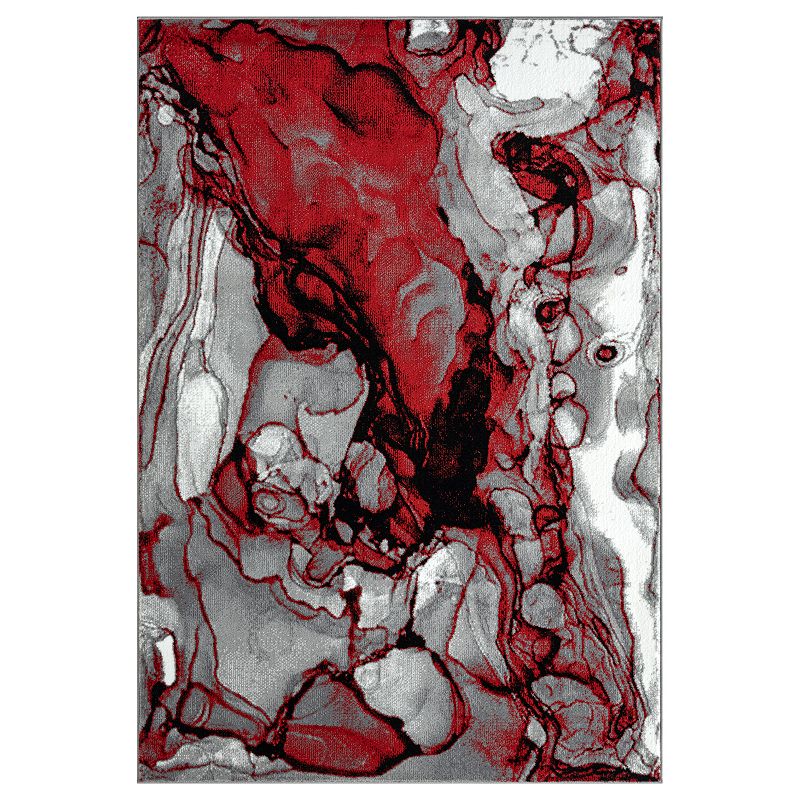 Abani Arto ART140D Abstract Liquid Marble Grey Red  Area Rug