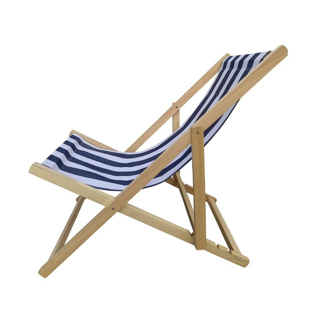 Striped Wood Sling Chair Natural blue Wellfor