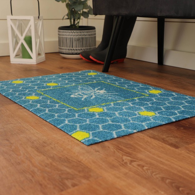 2 x27 x3 x27 Colorstar Bee Hex Door Mat Teal Bungalow Flooring