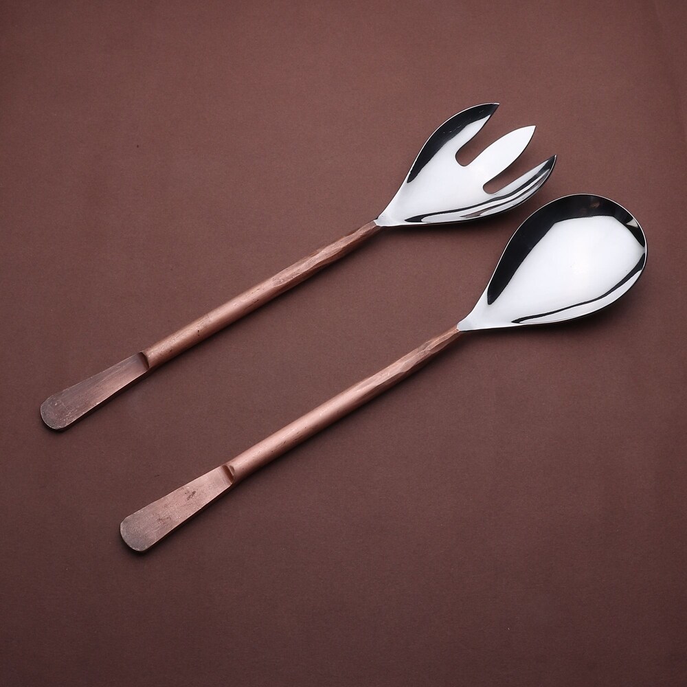 Inox Celia Design 2 piece Copper Antique Salad Serving Set