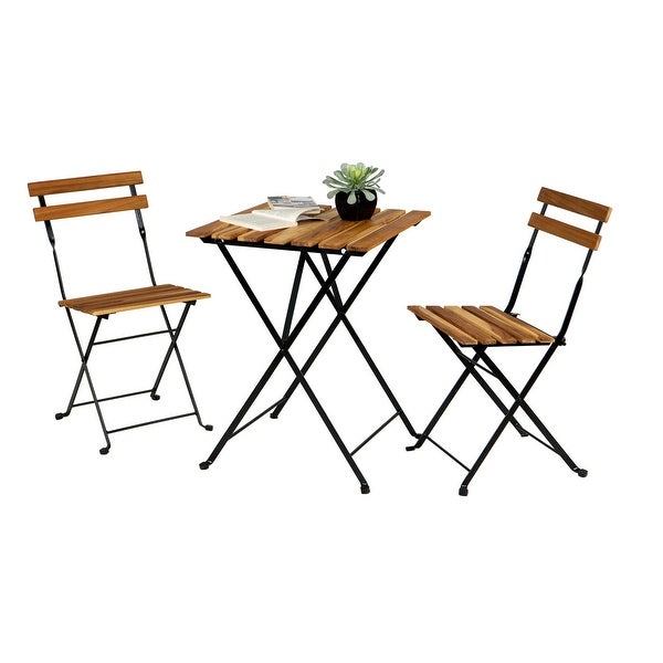 3-piece Outdoor Patio Bistro Folding Chair and Table Set - Overstock - 35482426