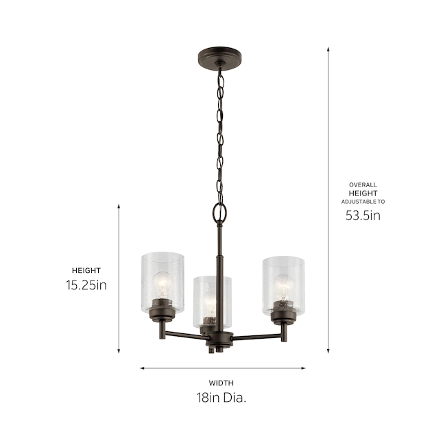 Kichler 44029OZ Winslow 3-Light Olde Bronze Modern/Contemporary Chandelier