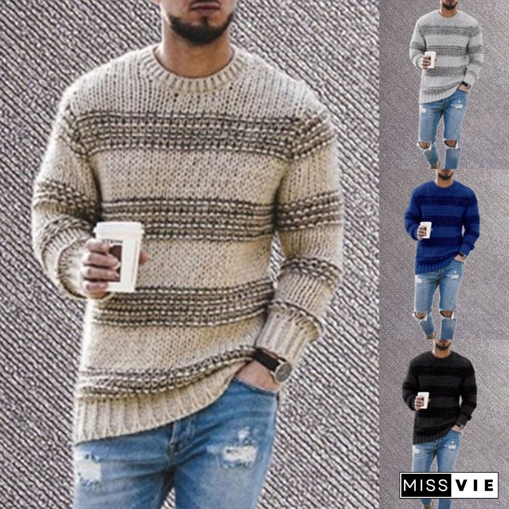 Knitted Jacket Striped Casual Sweater for Autumn and Winter