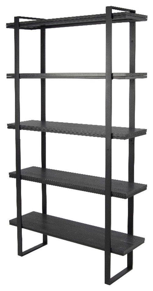 Homycasa 39.4 quotW Modern Wood Standard Bookcase Shelf in Black   Industrial   Bookcases   by Homesquare  Houzz