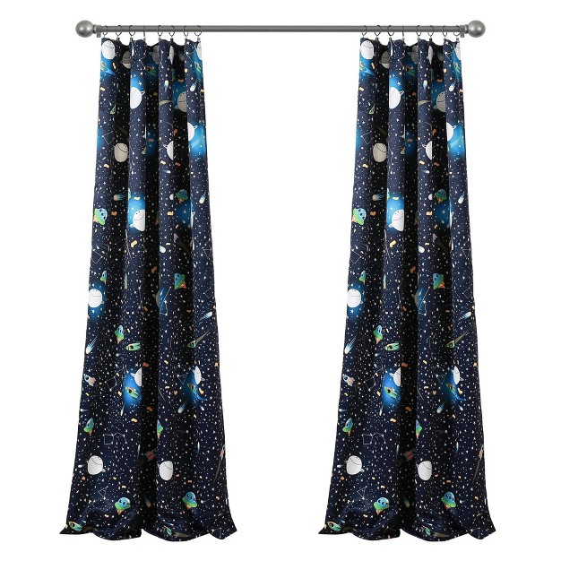 Universe Room Darkening Window Curtain Panels Navy Lush D cor