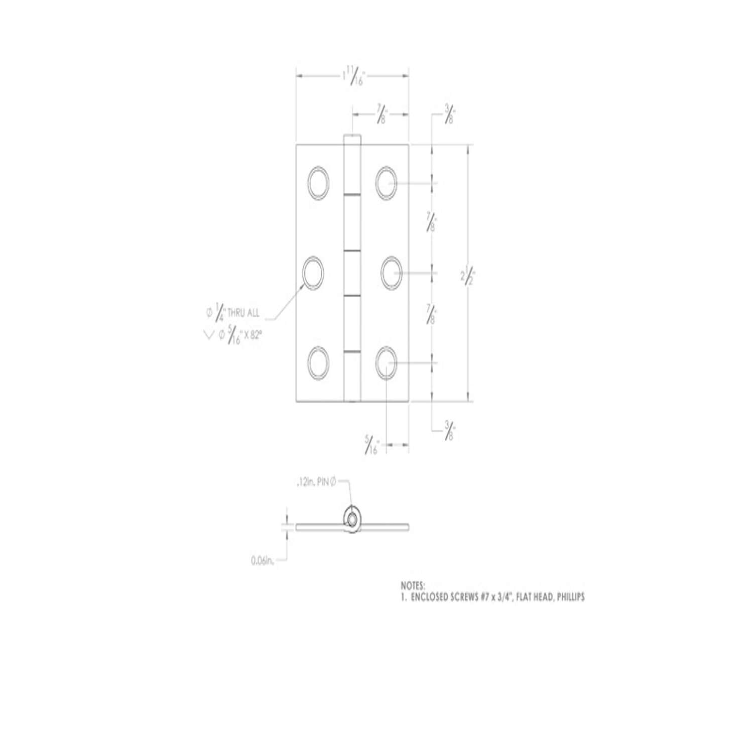 Ace 2-1/2 in. L Zinc-Plated Narrow Hinge 2 pk