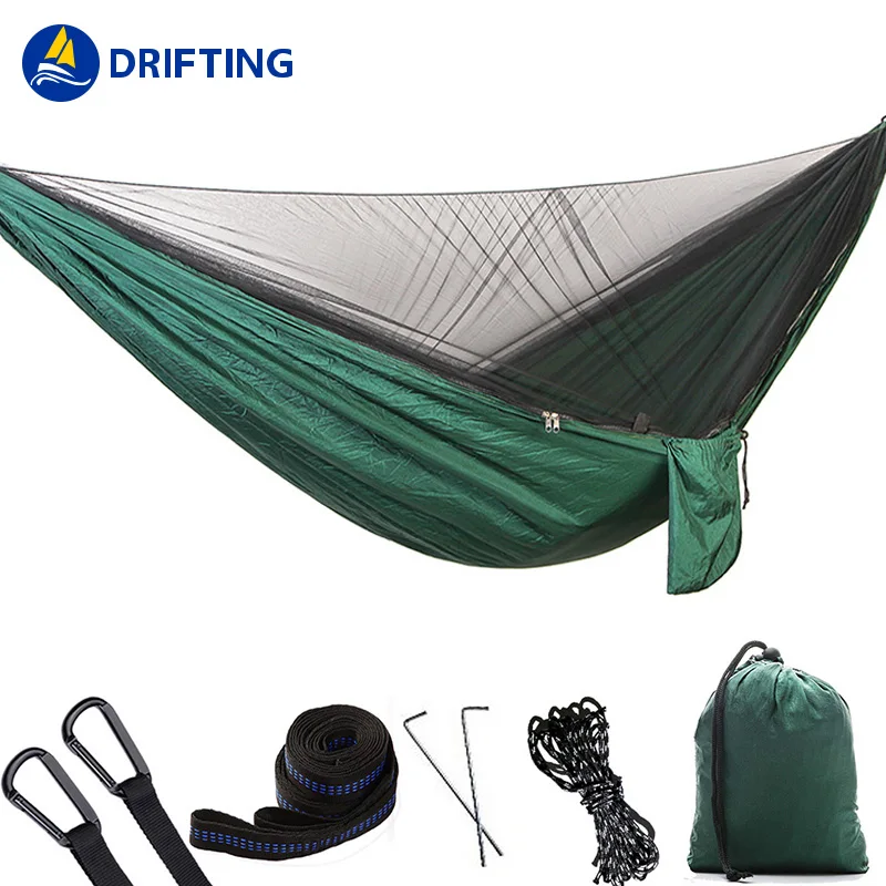 Double Hammock Camping Hiking Quick Open Mosquito Hammock Swings Rope Nail Anti Rollover Hanging Chair Newest Swing Bed