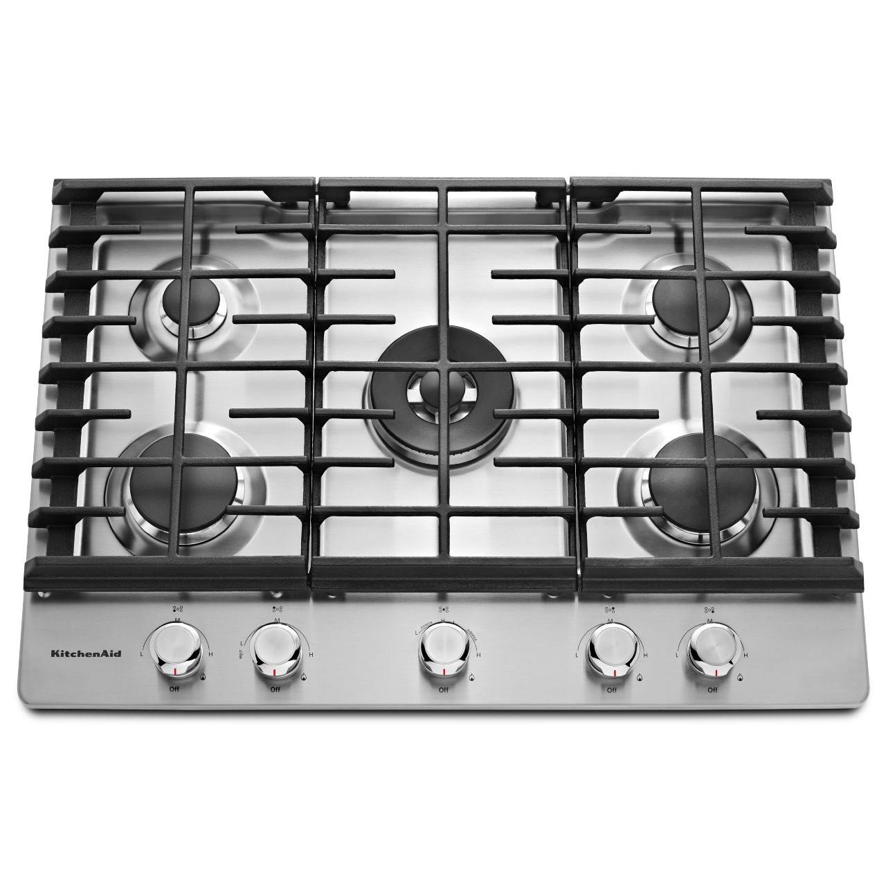 KitchenAid 30-inch Built-In Gas Cooktop with Even-Heat�Burner KCGS550ESS