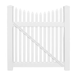 Weatherables Barrington 5 ft. W x 4 ft. H White Vinyl Picket Fence Gate Kit Includes Gate Hardware SWPI-1.5NRSC-4x60