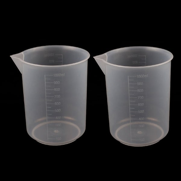 2Pcs Kitchen 1000mL Plastic Measuring Cup Jug Pour Spout Container - Clear