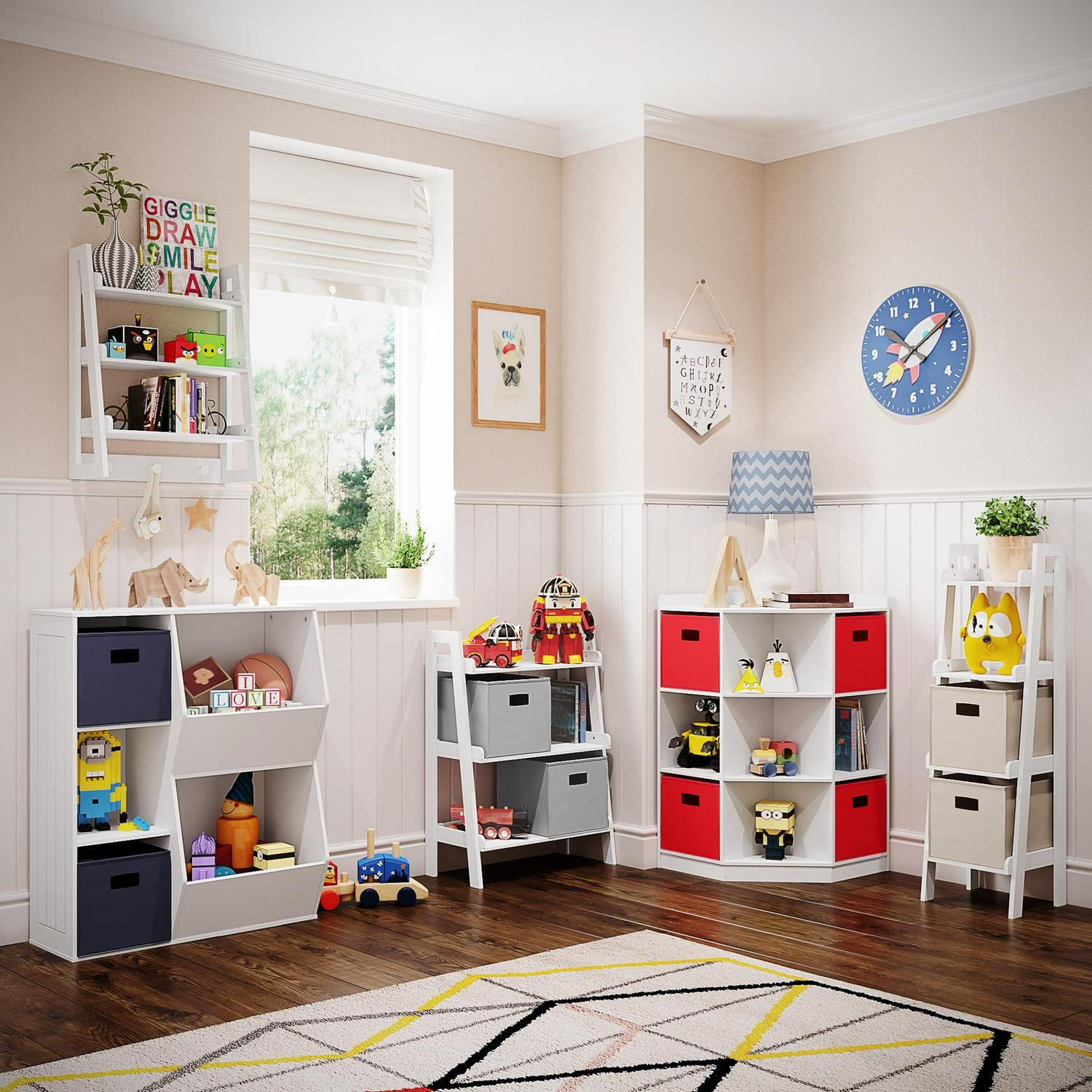 RiverRidge Home Kids 6  Cubby， 3  Shelf Corner Cabinet  White