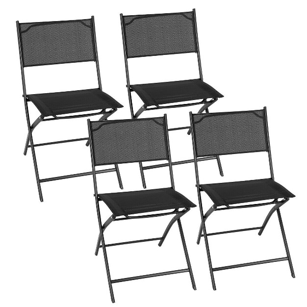 Costway Set Of 4 Outdoor Patio Folding Chairs Camping Deck Garden Pool Beach Furniture