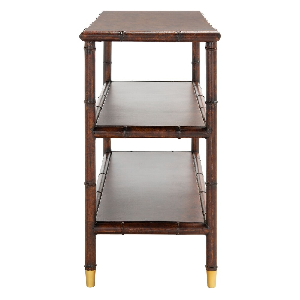 SAFAVIEH Tudor Dark Brown/ Gold 2 Shelf Console Table   42\