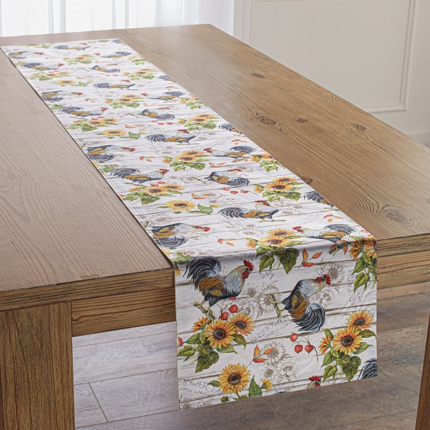 The Lakeside Collection Farmhouse Table Runner Rooster Sunflower Rustic Kitchen Table D cor