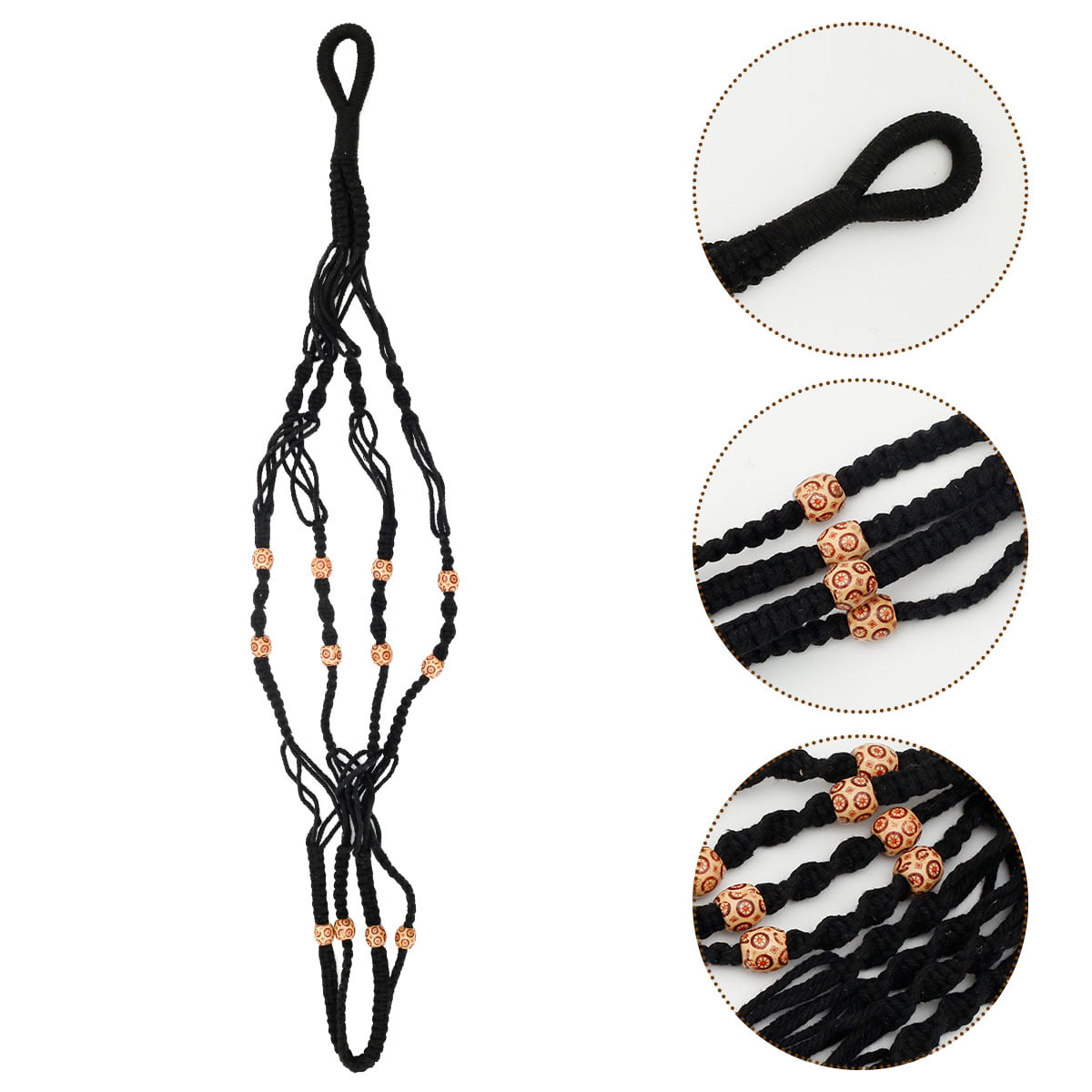 HOTBEST Macrame Plant Hangers and 2 PCS Hook, Indoor Outdoor Handmade Cotton Rope Hanging Planters Set with Wood Beads Decorative Macrame Plant Hanger for Home Decor