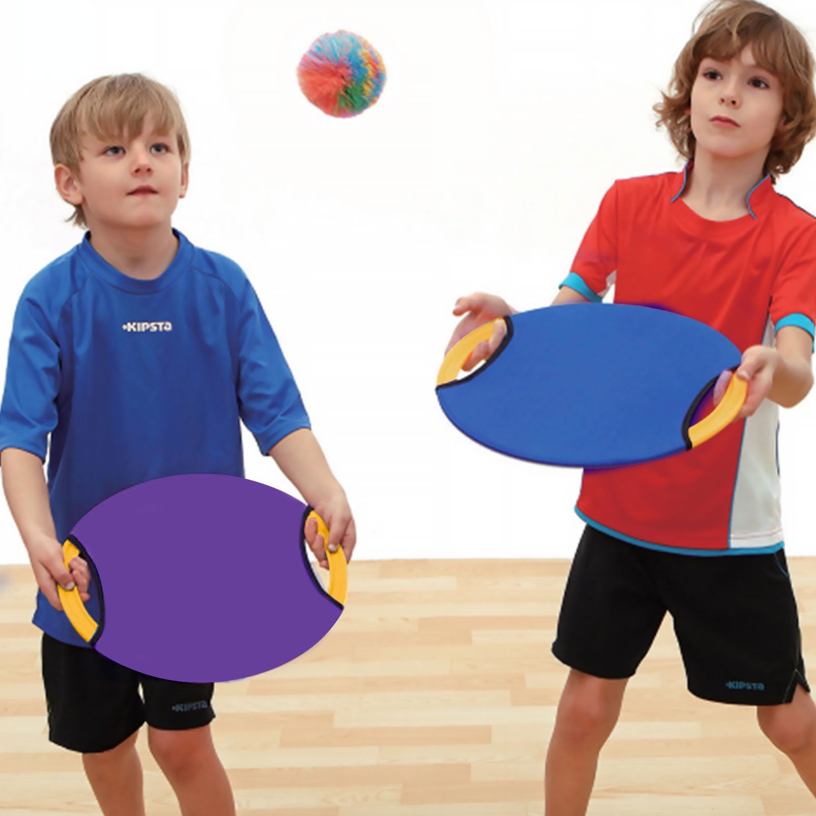 Bouncy Paddle and Stringy Ball Toss and Catch Game for Kids All Ages Safe Play Indoors or Outdoors，Blue and Purple