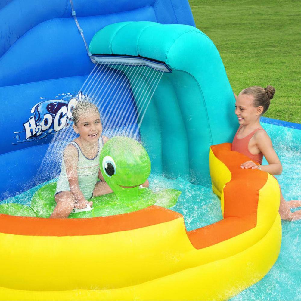 Bestway H2OGO! Wavetastic Multicolor PVC Kids Inflatable Water Park  Turtle Pool Ride-On Float 53404E-BW