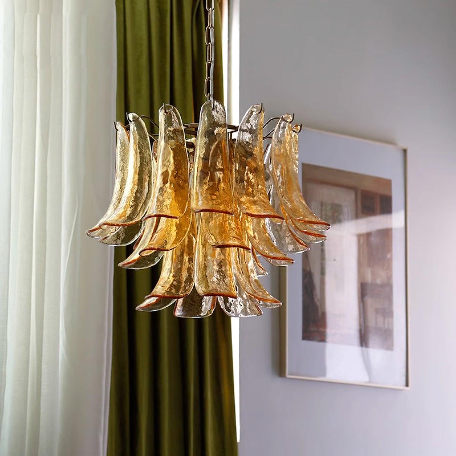 Glass Leaf Cascade Chandelier