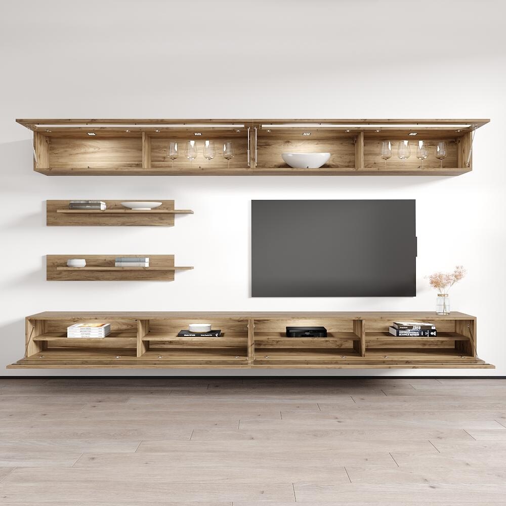 Fly I2 35TV Wall mounted Floating Modern Entertainment Center Set