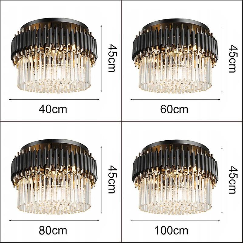 Phube Black Crystal Chandelier Luxury Ceiling Lamp