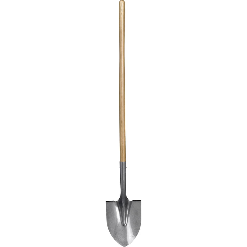 Corona SS10000 16 Gauge Tempered Steel Round Point Shovel With 48" Wood Handle