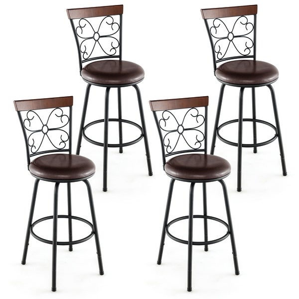 Costway Set of 2 24/30 Inch Adjustable Swivel Barstools Metal Dining