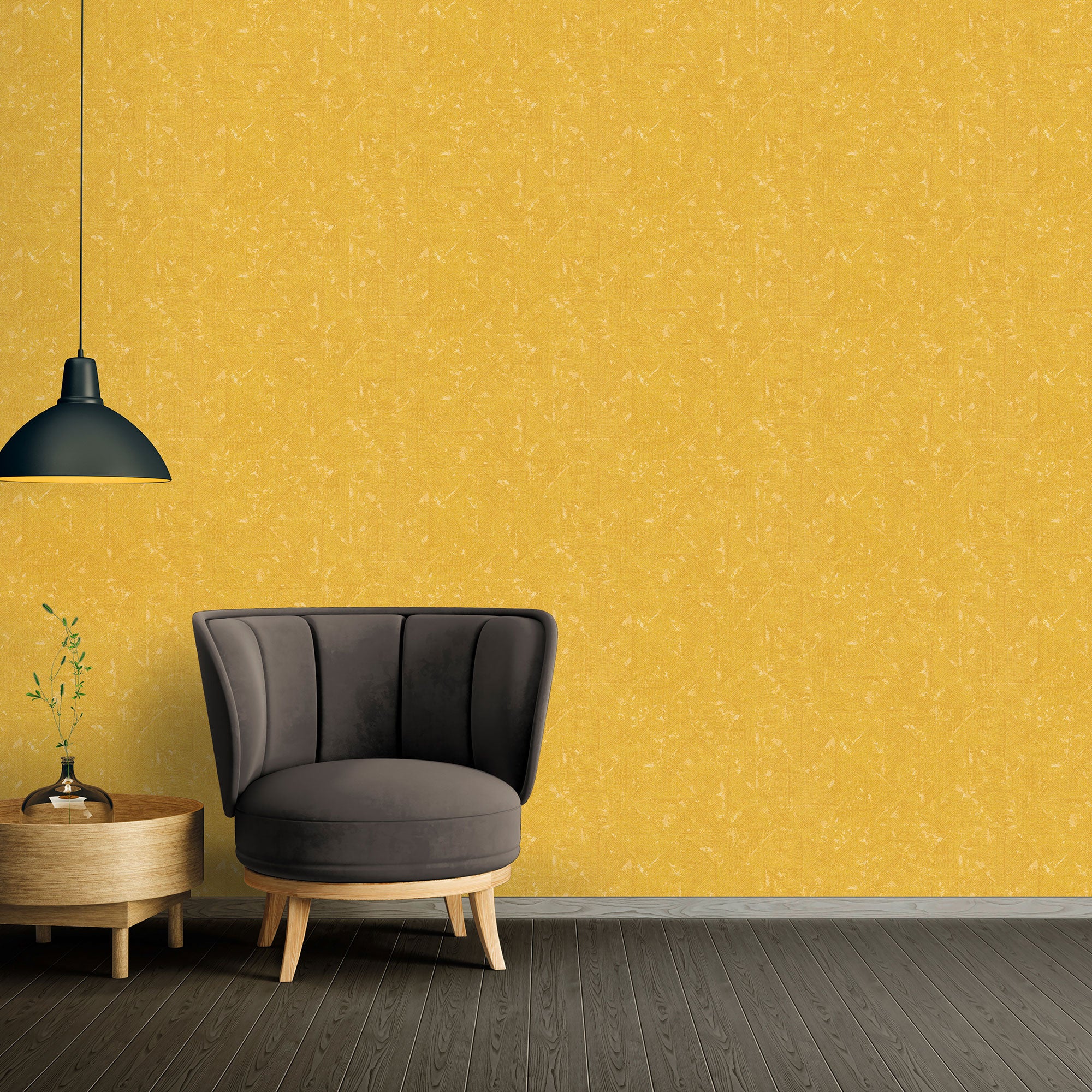 Distressed Geometric Motif Wallpaper in Yellow from the Absolutely Chic Collection