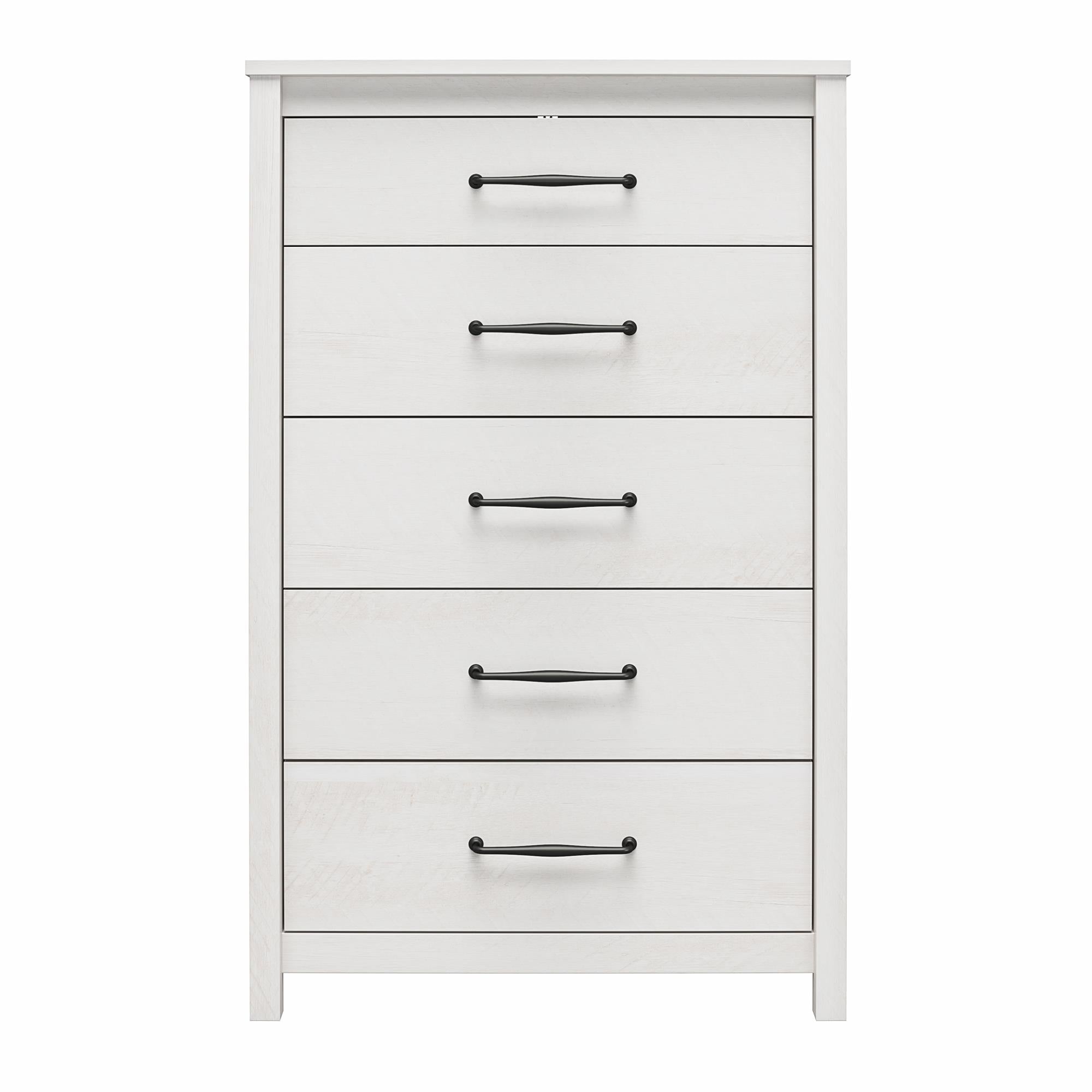 Ameriwood Home Abilene 5 Drawer Tall Dresser with Easy SwitchLock™ Assembly, Ivory Oak