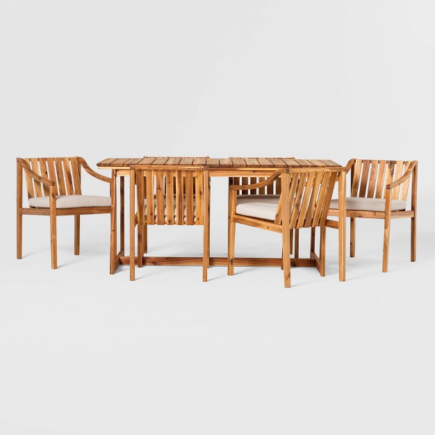 7pc Modern Slatted Wood Outdoor Dining Set Saracina Home