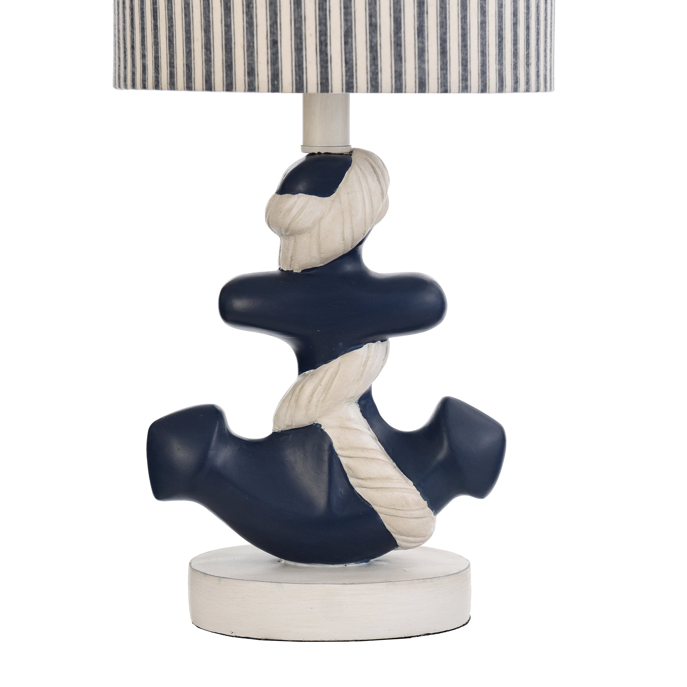 Montauk Molded Nautical Anchor Table Lamp Navy and White Finish, Navy Blue and White Fabric Shade