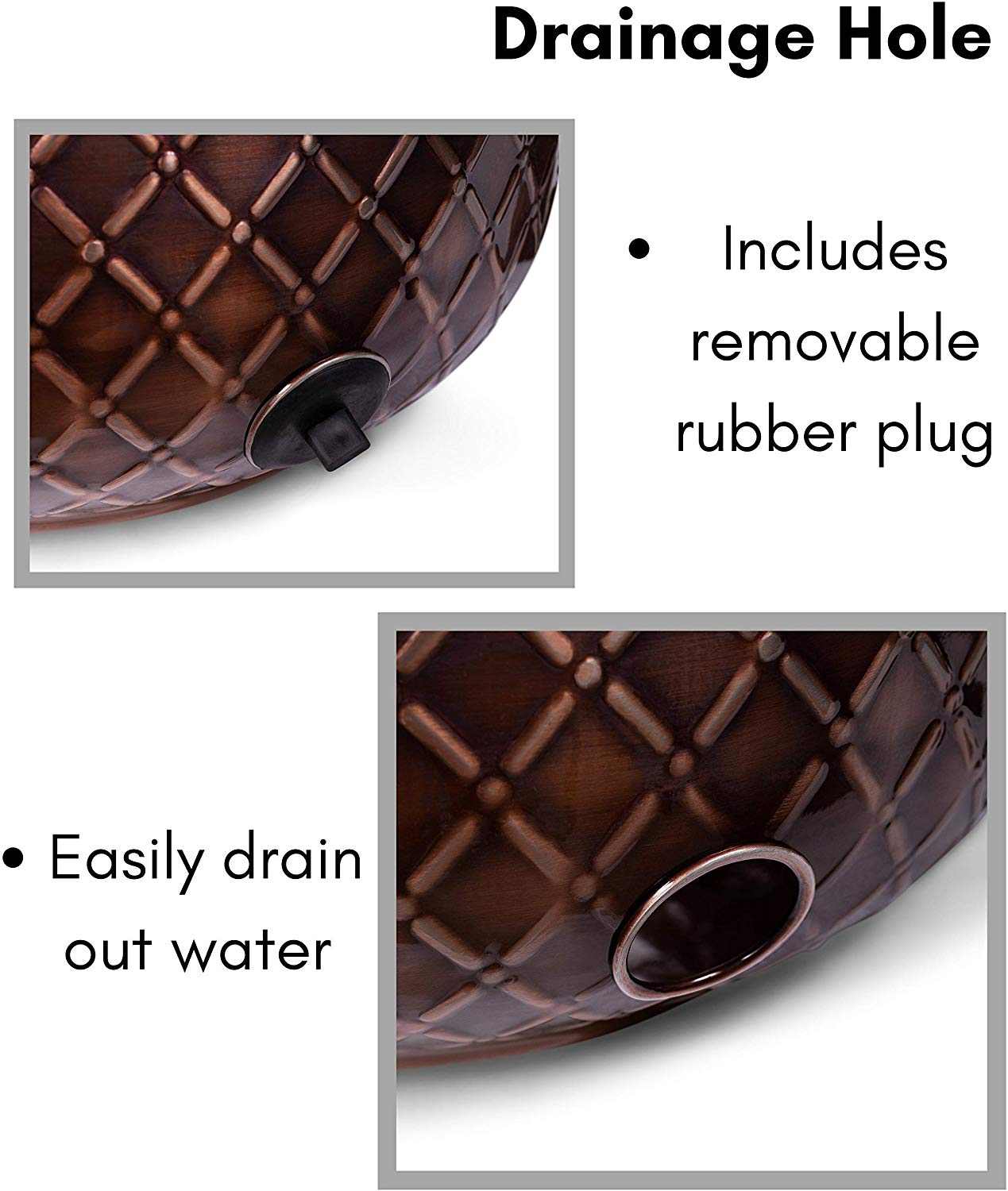 BirdRock Home Decorative Water Hose Pot - Copper - Drainage Hole - Group