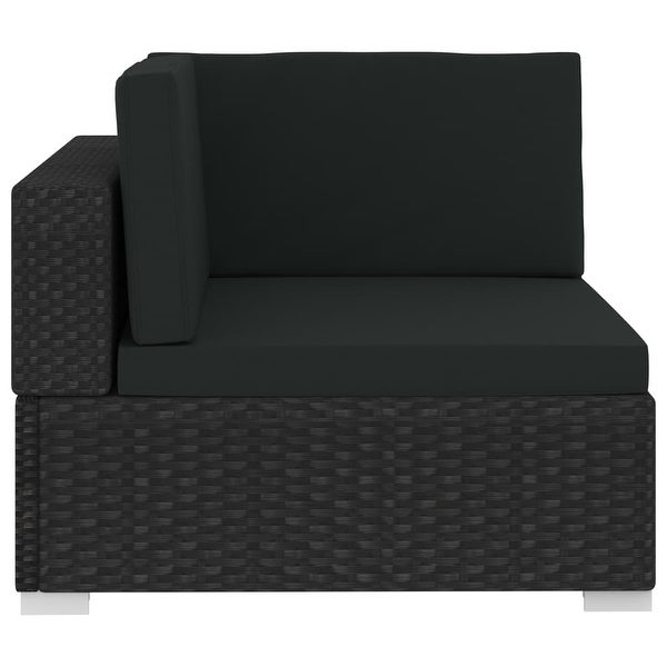 4 Piece Garden Sofa Set with Cushions Poly Rattan Black - Overstock - 35097638