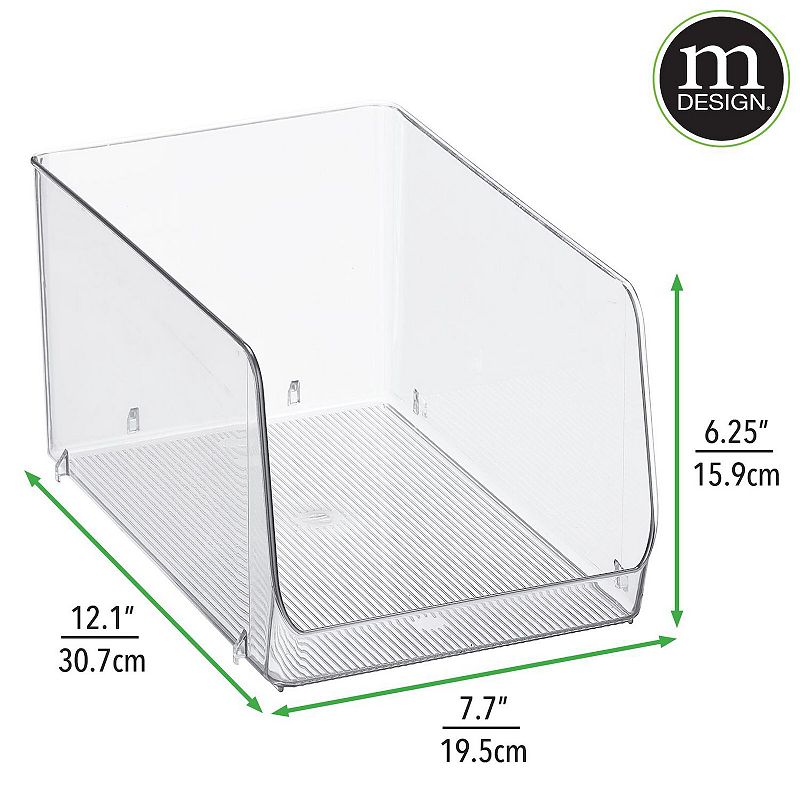 mDesign 7.7 x 12.1 x 6.25 Stackable Plastic Food Storage Bin， Open Front， 2 Pack