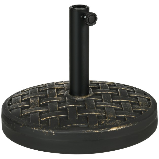 Patio Umbrella Base 40 Lbs Heavy Duty Concrete Umbrella Stand With Metal Umbrella Holder For Outdoor Lawn Deck Poolside Bronze